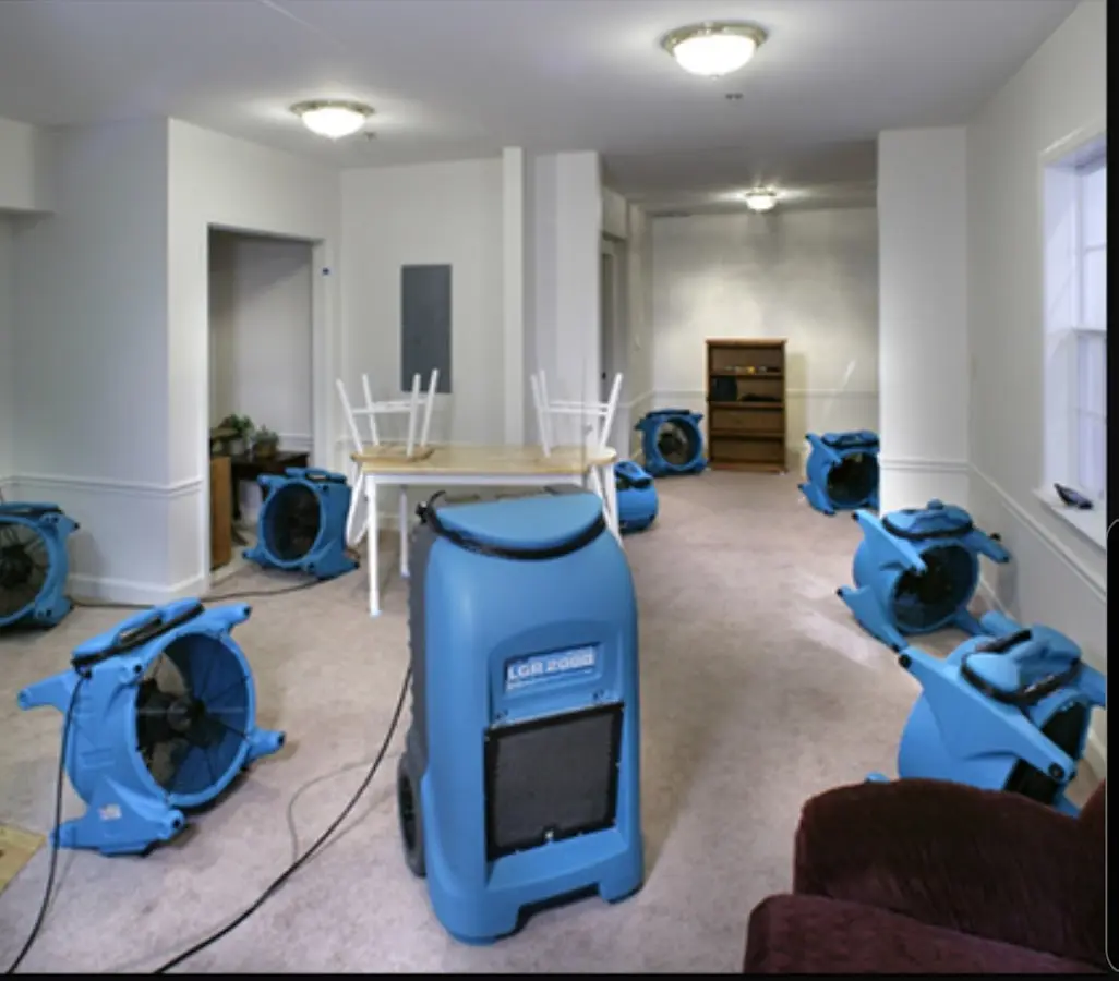 Air movers and dehumidifier setup for Water Extraction & Removal in Navarre