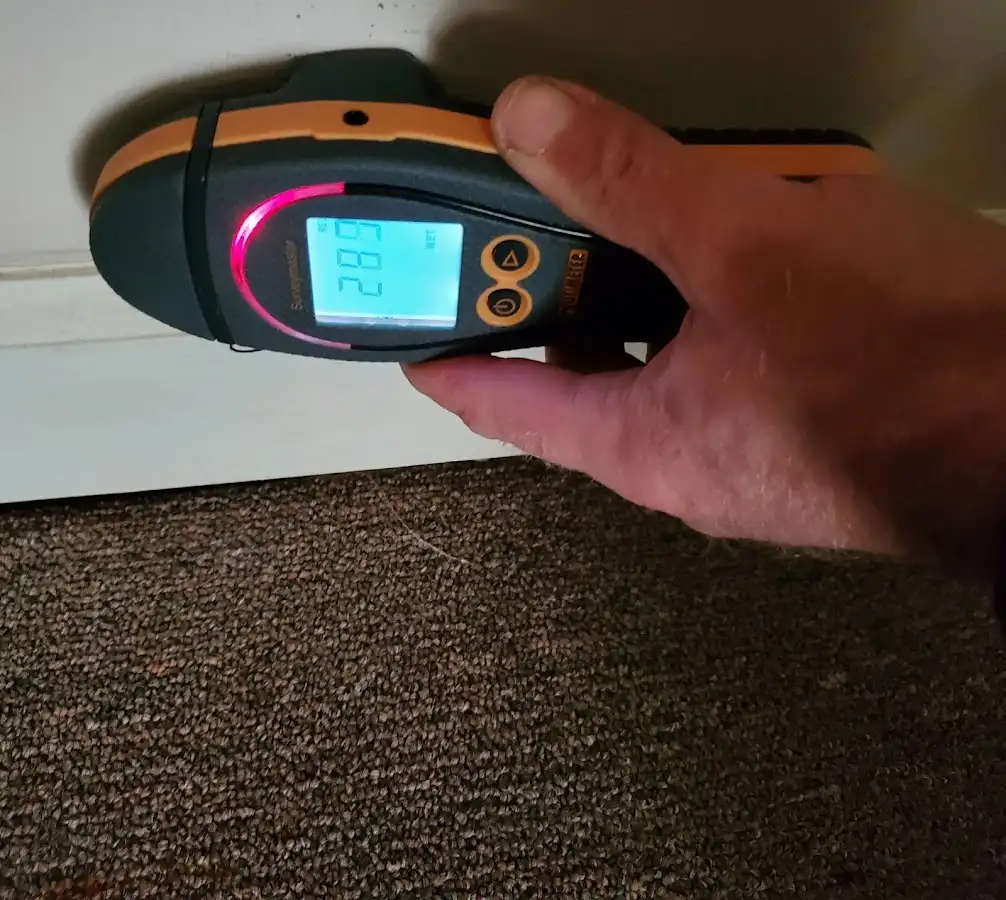 Moisture detection at baseboard during Sewage Cleanup & Sanitation in Navarre